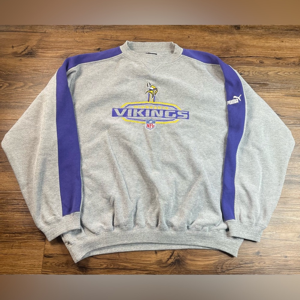 Puma Gray & Purple Minnesota Vikings Crewneck Sweatshirt
